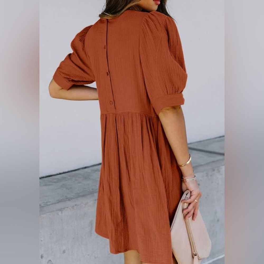 Soft Textured Rust Dress - Picture 2 of 5